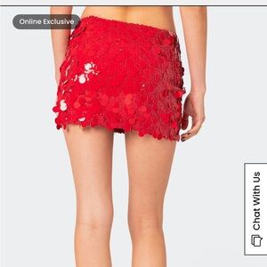 Edikted red sequin skirt